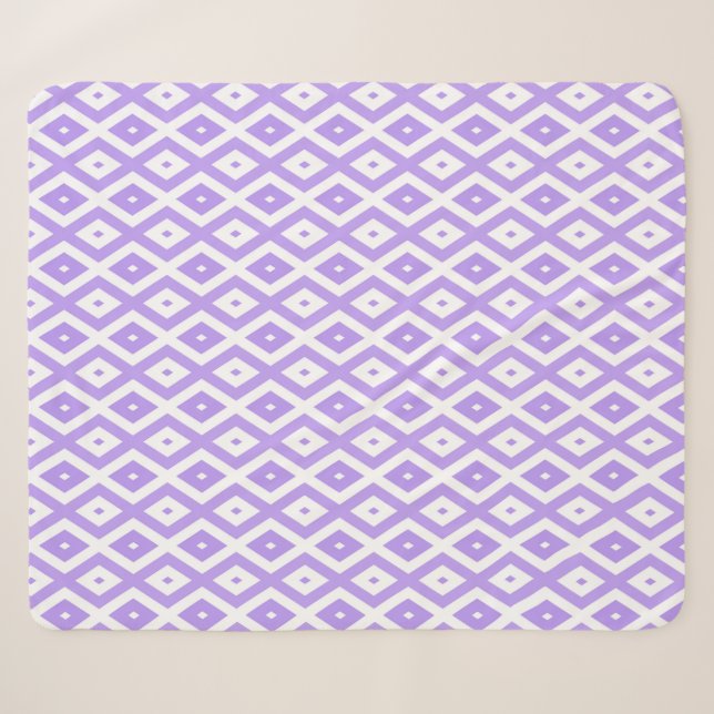 Lila-weiße Rautenmuster Sherpadecke (Vorderseite (Horizontal))