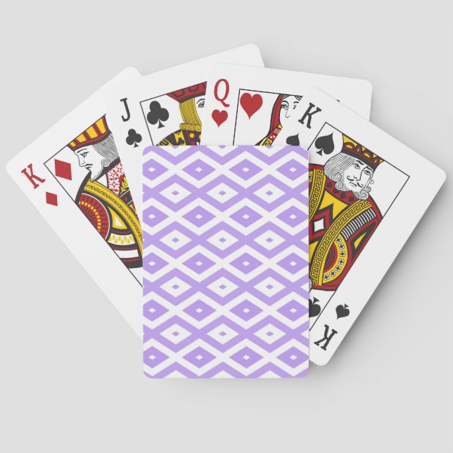 Lila-weiße Rautenmuster Spielkarten (Rückseite)