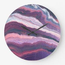 Lila weiße rosa Wand-Uhr