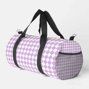 Lila Weiße Schachbrett-Diamantmuster Klein Duffle Bag