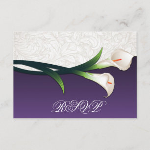 Lila, weiße Silber Calla Lily Wedding RSVP Cards