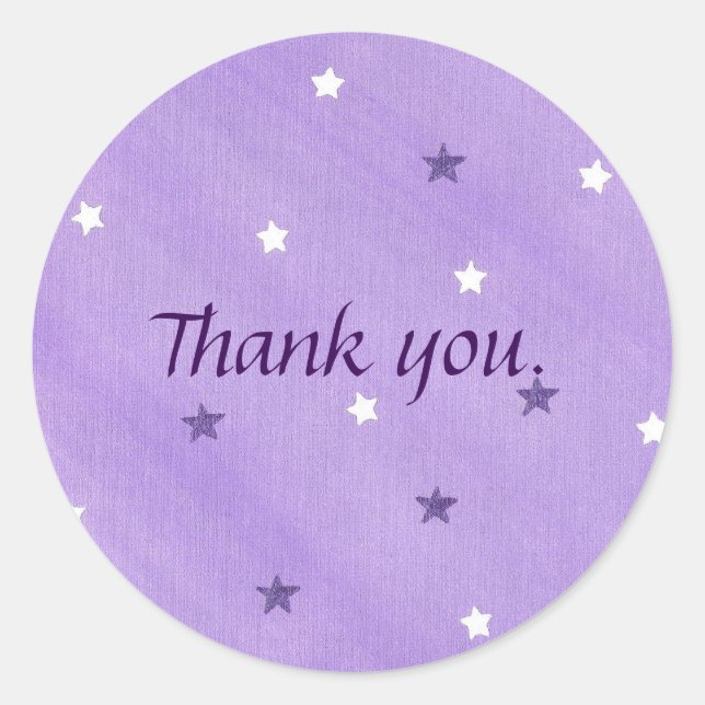 Lila weiße Sterne auf Lavendel Danke Stickers (Vorderseite)