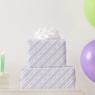 Lila Weiße Streifen Blumen Hochzeitsgeschenkpapier Geschenkpapier