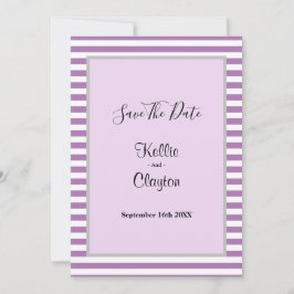 Lila/weiße Streifen Gerahmte Hochzeit speichern da Save The Date
