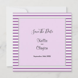 Lila/weiße Streifen Gerahmte Hochzeit speichern da Save The Date