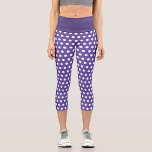 Lila weiße Tupfenmuster Capri Leggings