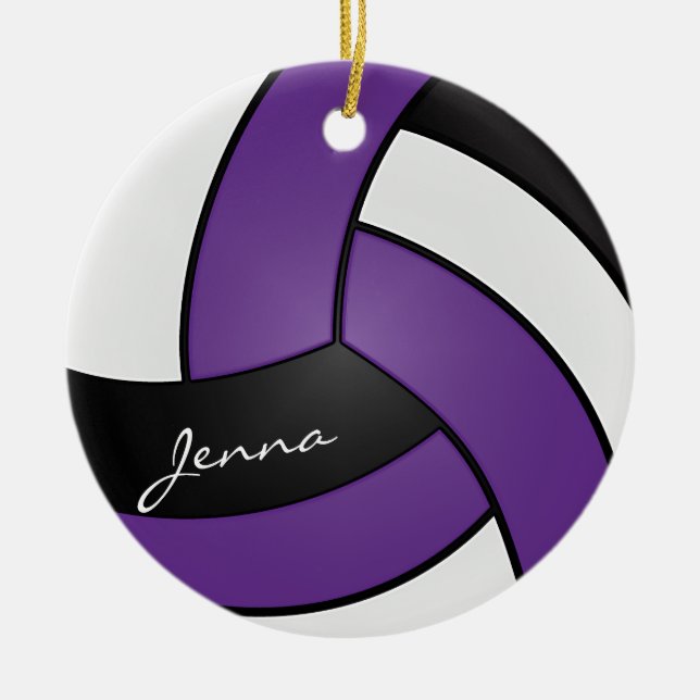 Lila, weiße und schwarze Volleyball (beide Seiten  Keramikornament (Vorne)