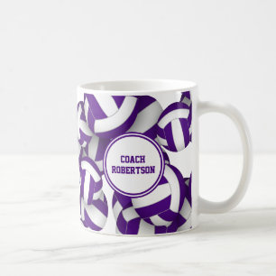 lila weiße Volleyball-Mannschaftsfarben Trainer-Ge Kaffeetasse