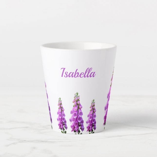 Lila weiße Wildblumen Blumenrosa Milchtasse (Vorderseite)