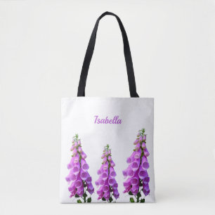 Lila weiße Wildblumen Flora Rosa Monogramm Tasche