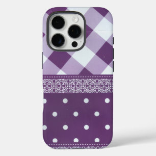 Lila weißer Karrer Polka Dock Damaskus Kunst title_seo2