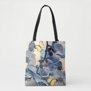 Lila, weißer Orchideenschmetterling Tasche