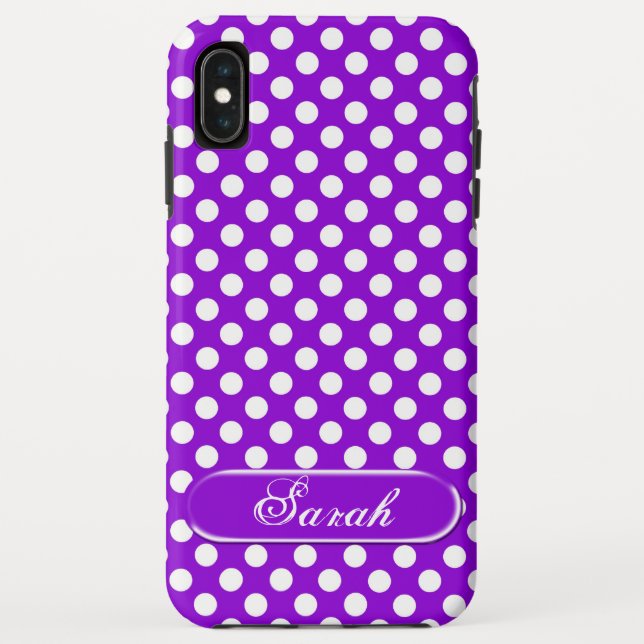 Lila weißer Polka Dot Muster iPhone XS Max Case (Rückseite)