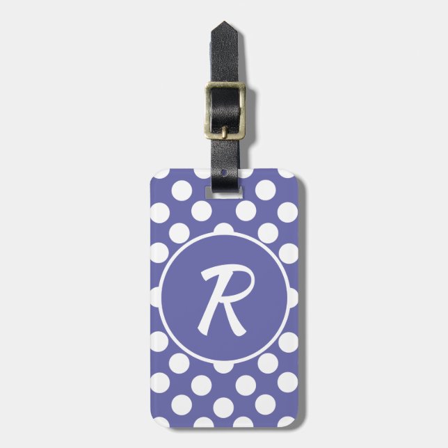 lila Weißer Polka dots periwinkle Lug Gepäckanhänger (Vorderseite vertikal)