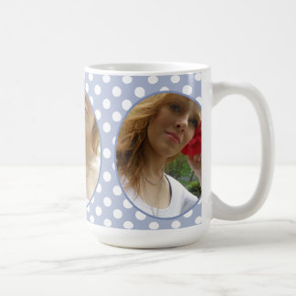 Lila weißer Polka-Punkt gerahmt: Foto-Tasse Kaffeetasse