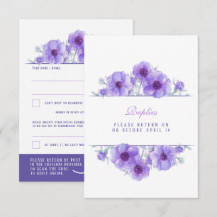 Lila weißes Anemon Blumenhochzeit QR Antwort UAWG