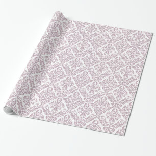 Lila weißes Damast-Muster Geschenkpapier