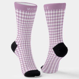 Lila, weißes, eckiges Muster mit benutzerdefiniert Socken