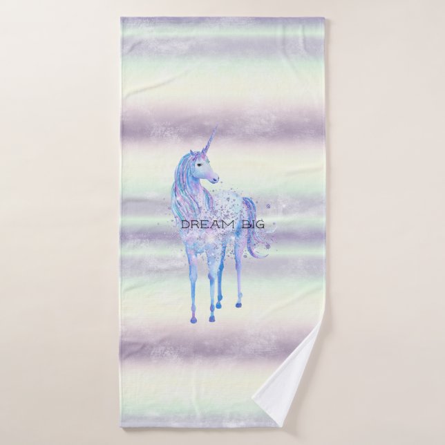 Lila Weißes Einhorn Glitzer Traumstrecke Airolo -  Badehandtuch (Badehandtuch)