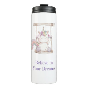 Lila Weißes Einhorn Schaukel   Thermosbecher