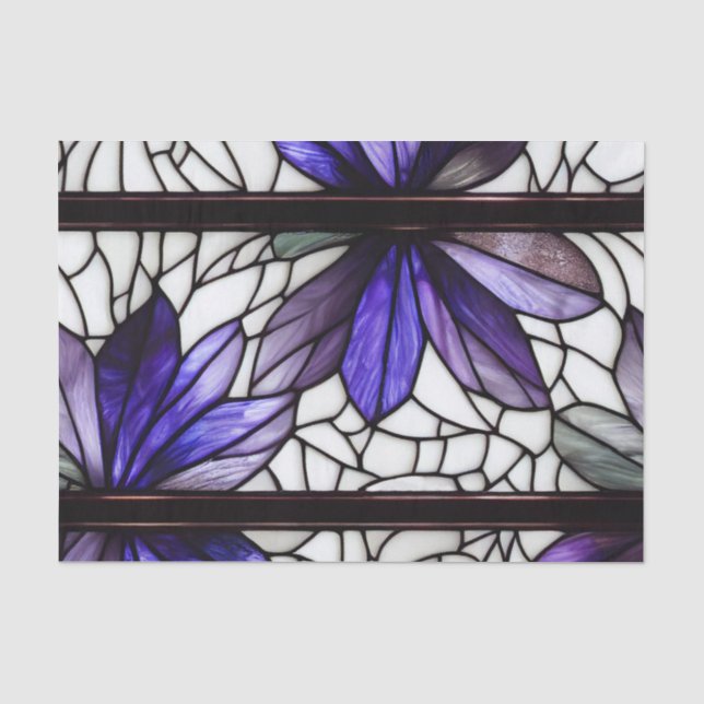 Lila weißes, gestanztes Glas Seidenpapier (Vorderseite)