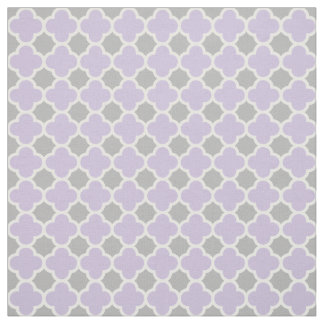 Lila weißes graues Quatrefoil Muster Stoff