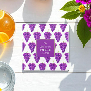 Lila Weißes Obst Trauben Weinmuster Glasuntersetzer