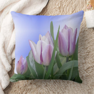 Lila weißes Tulips Kissen