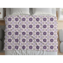 Lila, weißes und graues geometrisches Mandala-Must Fleecedecke