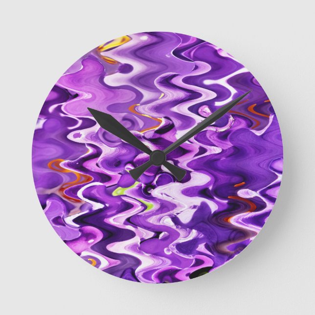 LILA WELLEN DER BLUMEN RUNDE WANDUHR (Vorderseite)