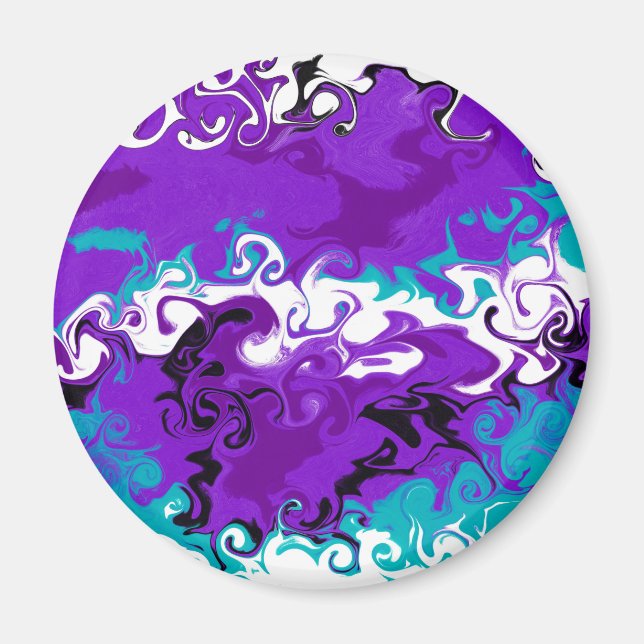 Lila Wellen Fluid Art Magnet (Vorne)