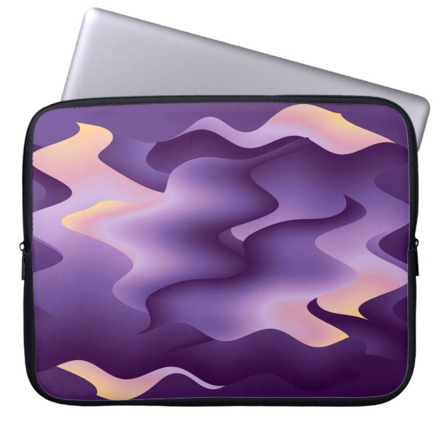 Lila Wellen Laptopschutzhülle (Vorderseite)