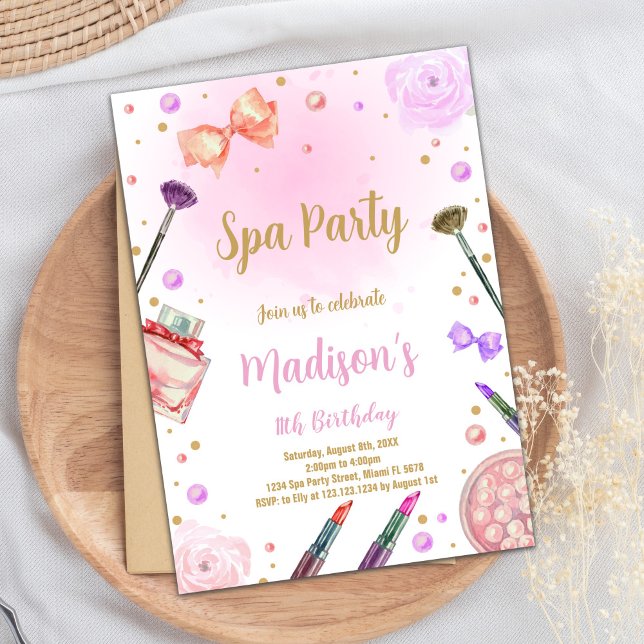 Lila Wellness-Center Einladung zum Geburtstag (Purple Spa Birthday Invitations)