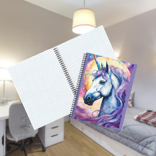 Lila Weltraum-Einhorn-Spiralblock Notizbuch