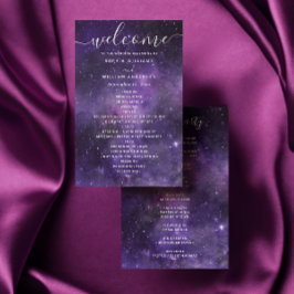 Lila Weltraum Nachtstars Drehbuch Hochzeitsprogram