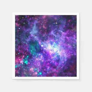 Lila Weltraumgalaxie Kosmischer Raum Teal Rosa Him Serviette