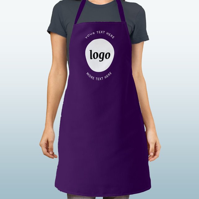 Lila Werbeplakette für einfache Logotexte Schürze (Simple logo with custom text business branding promotional dark plum purple apron)