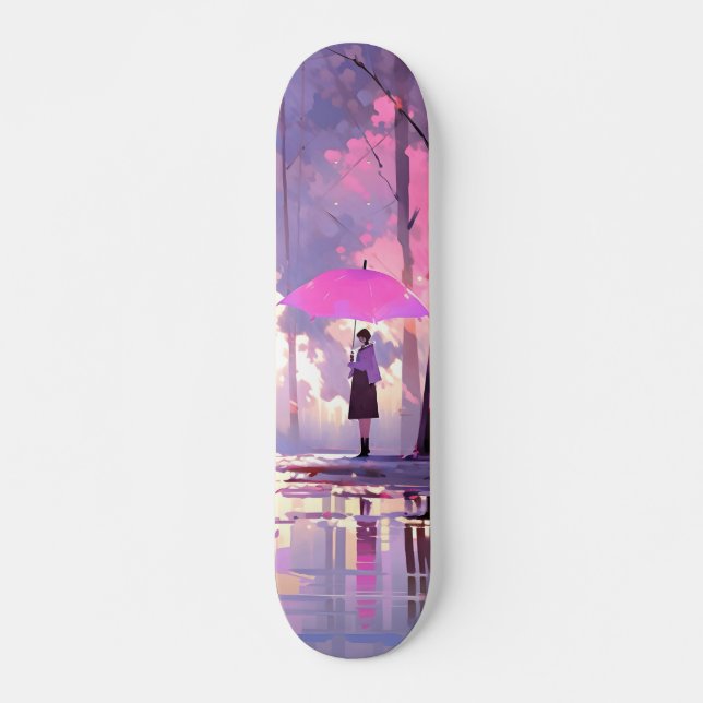 Lila Wetter Anime Impressionismus Skateboard (Vorne)