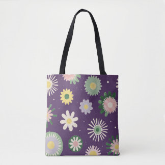 Lila Whimsical Blumenmuster-Tasche Tasche