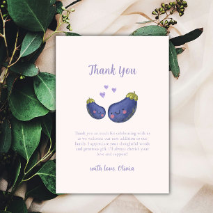 Lila Whimsical Herz-Aubergine Baby Shower Dankeskarte