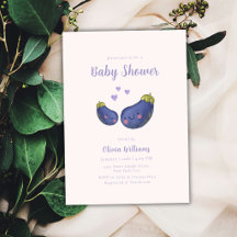 Lila Whimsical Herz Aubergine Baby Shower 