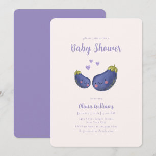 Lila Whimsical Herz Aubergine Baby Shower  Einladung