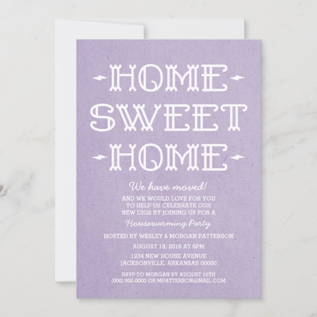Lila Whimsical Sweet Zuhause Housewarming Party Einladung (Vorderseite)