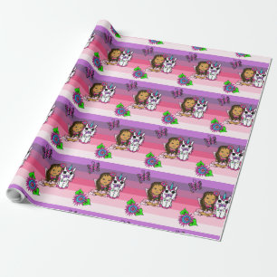 Lila Whimsikmuschel, Blume, Schmetterlinge Geschenkpapier