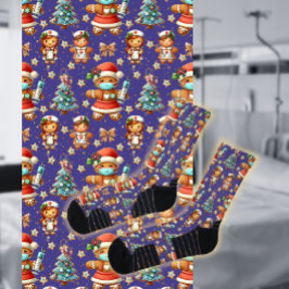 Lila Whimsischer Weihnachtsgingerbrot Girl Nurse Socken