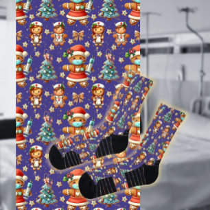 Lila Whimsischer Weihnachtsgingerbrot Girl Nurse Socken
