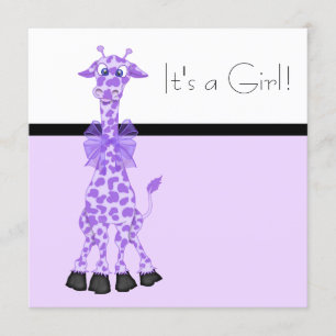 Lila Whimsy Giraffe Baby Girl Dusche Einladung
