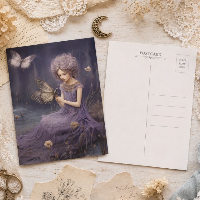 Lila Whispers Garden, Decoupage Postkarte (Von Creator hochgeladen)
