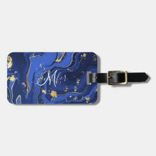 Lila White Agate Marble Abstrakt Midnight Blue Gepäckanhänger