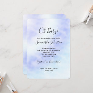 Lila White Aqua Blue Gefärbte Krawatte Babydusche Einladung